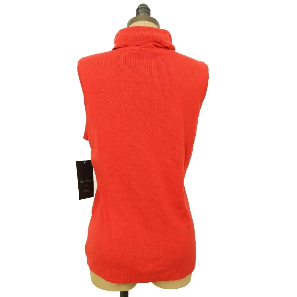 Devotion By Cyrus Turtleneck Tank Top Size S M Sleeveless Coral Red NEW Tag B49 - Picture 5 of 6